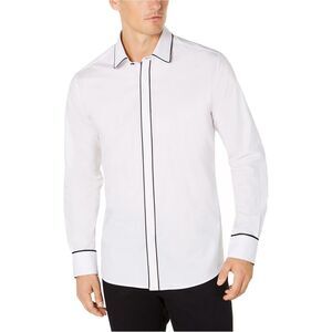 Ryan Seacrest Mens Woven Tuxedo Button Up Shirt, White, NWT